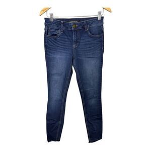 Prosperity Womens Cotton Viscose Blend Skinny Blue Jeans Size 27 Raw Hem Ankles